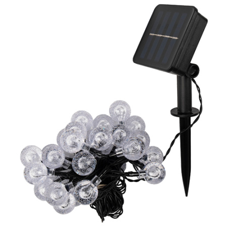 Гирлянда свд на солнечной батарее 6350мм IP55 нить шарики 30свд разноцв.8реж