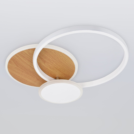 Светильник потолочный (люстра) свд 60Вт 3000К-6500К 4900лм белый/дерево пульт