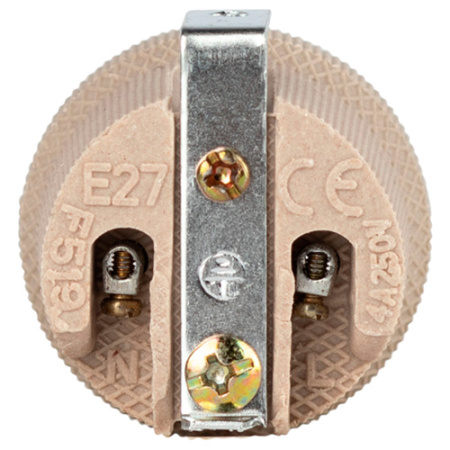 Патрон подвесной E27 керамика белый ЭРА с держателем