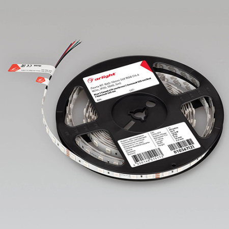 Лента RT-B60-10mm 24V RGB (14.4 W/m, IP20, 5060, 5m) (ARL, Открытый)