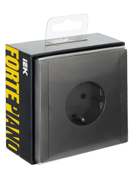 Фортепиано сталь розетка скрытая 1-мест заземление шторки IP20 