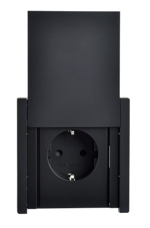 Фортепиано черный механизм розетки скрытая 1-мест заземление с крышкой шторки IP44 