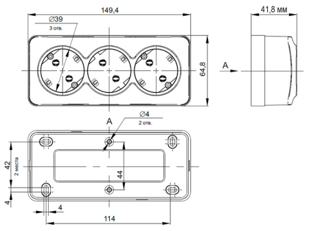 Глори шампань розетка открытая 3-мест заземление IP20 