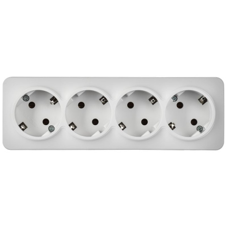 Глори белый розетка открытая 4-мест заземление IP20 