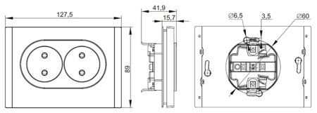 Фортепиано белый розетка скрытая 2-мест IP20 