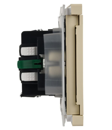 Фортепиано ваниль розетка скрытая 1-мест заземление с крышкой шторки IP44 