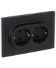 Фортепиано черный розетка скрытая 2-мест заземление шторки быстрозажим. клем. IP20 б/к
