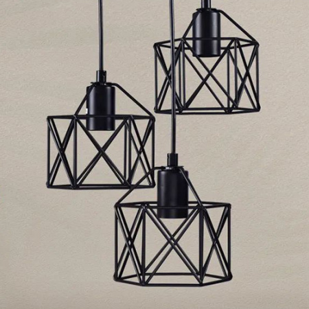 Светильник подвесной (люстра) 3*60Вт E27 черный лофт