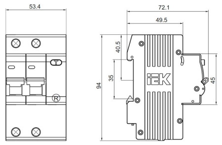 Дифавтомат 2Р 25А C 30мА 4,5кА АД12 3мод IEK