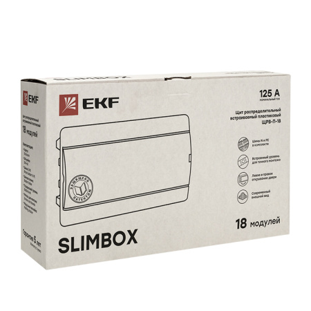 Бокс 18мод встраиваемый белый черная прозрачная дверь IP41 SlimBox EKF