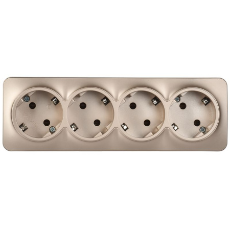 Глори шампань розетка открытая 4-мест заземление IP20 