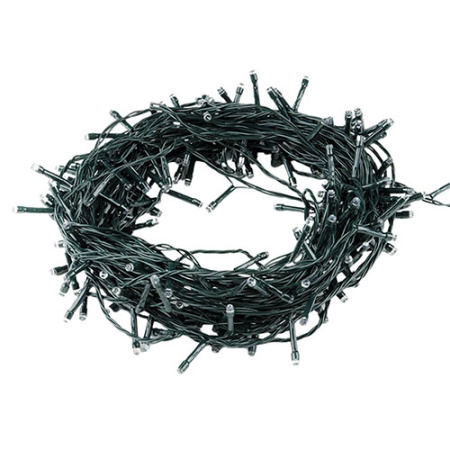 Гирлянда нить 10м теплый белый 100свд с контроллером IP20 зеленый провод 8режимов