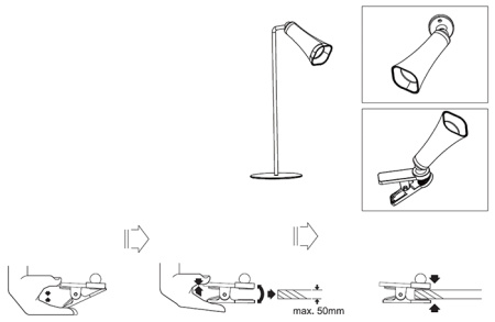 Светильник настольный свд 3,2Вт 4000К 80лм белый подставка, прищепка, настенный USB аккумулятор Osra