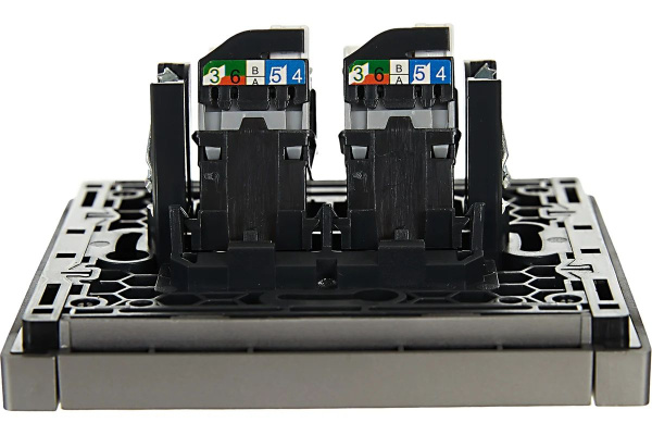 Фортепиано сталь механизм RJ45 2x8(8) скрытая 2-ая Cat5e