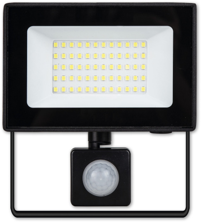 Прожектор свд 50Вт 6500К 4000лм черный IP65 110° Luma EKF датчик движения