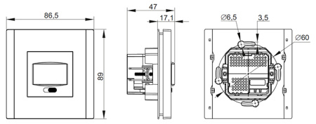 Датчик движения скрытый 500Вт 6м 160гр черный IP20 IEK ФП