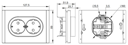 Фортепиано белый розетка скрытая 2-мест заземление шторки IP20 