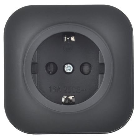 Глори черный розетка открытая 1-мест заземление IP20 