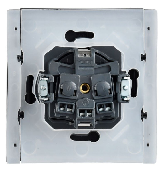 Фортепиано сталь розетка скрытая 1-мест заземление с крышкой шторки IP44 