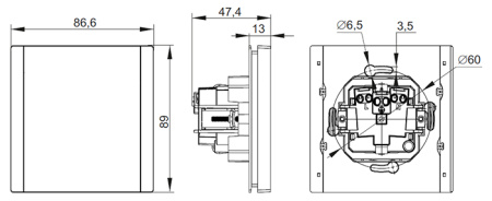 Фортепиано белый розетка скрытая 1-мест заземление с крышкой шторки IP44 