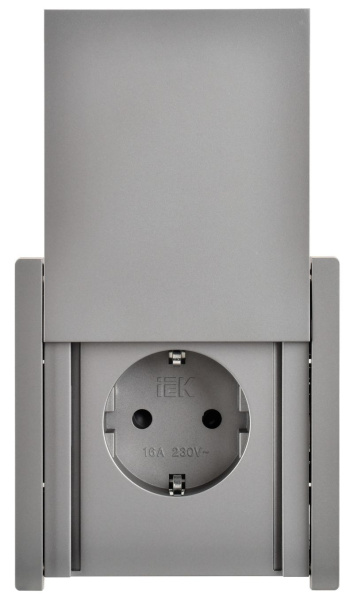 Фортепиано сталь розетка скрытая 1-мест заземление с крышкой шторки IP44 