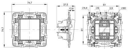 Сканди черный выключатель 1кл скрытая 10А IP20