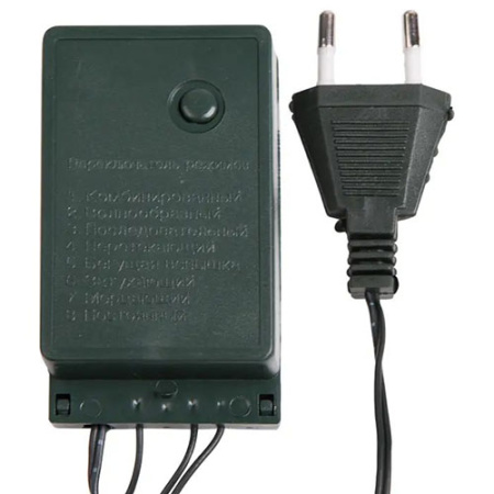 Гирлянда нить 10м белый 80свд с контроллером IP20 зеленый провод 8 режимов