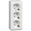 Этюд белый розетка открытая 3-мест заземление шторки IP20