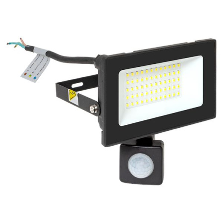 Прожектор свд 50Вт 6500К 4000лм черный IP65 110° Luma EKF датчик движения