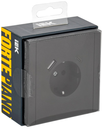 Фортепиано черный механизм розетки скрытая 1-мест заземление шторки USB IP20 