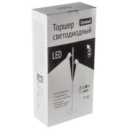 Торшер свд 12Вт 4500К 900лм белый ULM-T600 2х6W диммер