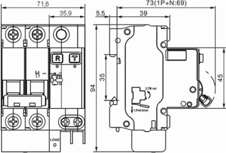 Дифавтомат 2Р 63А C 300мА 4,5кА ДИФ-101 7мод Schneider Electric