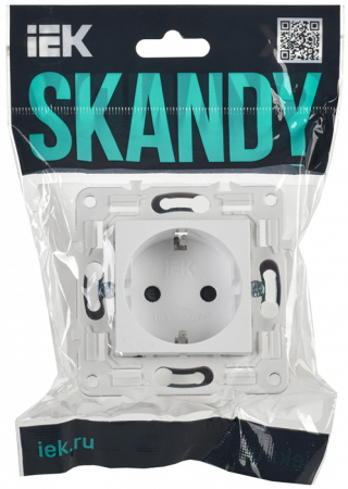 Сканди арктический белый розетка скрытая 1-мест заземление IP20