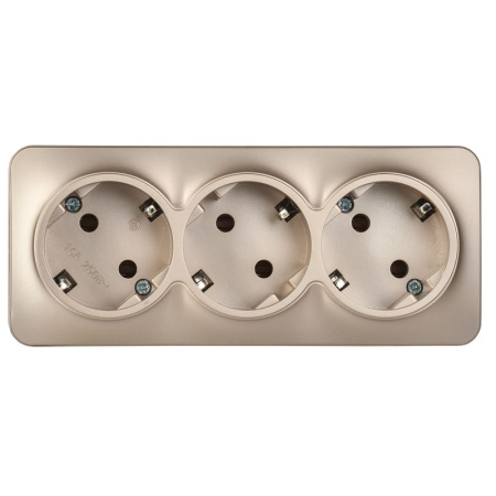 Глори шампань розетка открытая 3-мест заземление IP20 
