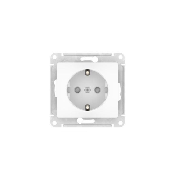 Атлас белый розетка скрытая 1-мест заземление шторки быстрозажим. клем. IP20 