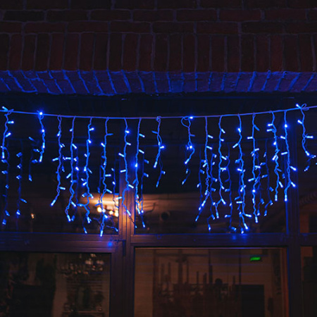 Гирлянда бахрома 3*0,7м синий 200свд IP67 белый провод эффект мерцания каучук