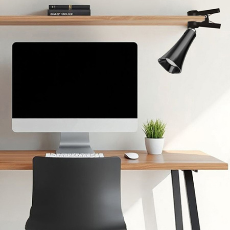 Светильник настольный свд 3,2Вт 4000К 80лм черный подставка, прищепка, настенный USB аккумулятор Osr