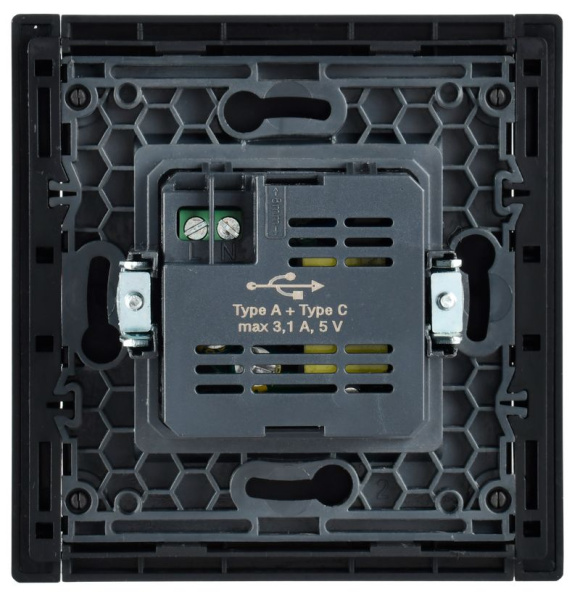 Фортепиано черный механизм USB A+C скрытая 2-ая 3,1А