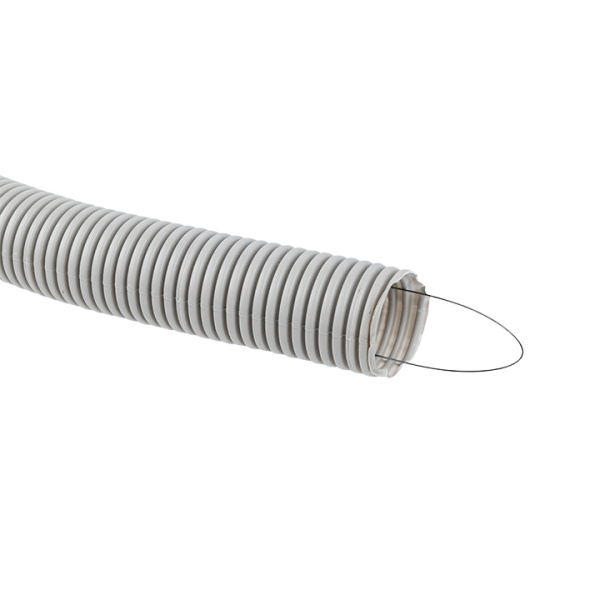 Труба гофра 40мм ПВХ 15м серый EKF с протяжкой 