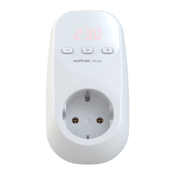 Реле напряжения 1ф 16А в розетку PR red Welrok